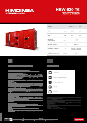 Naftové elektrocentrály HIMOINSA HBW-920 T6