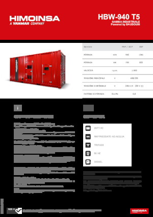 Naftové elektrocentrály HIMOINSA HBW-940 T5