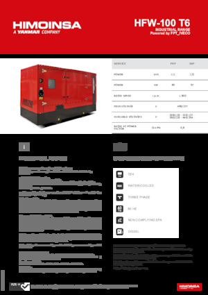 Naftové elektrocentrály HIMOINSA HFW-100 T6