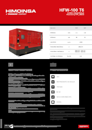 Naftové elektrocentrály HIMOINSA HFW-100 T6