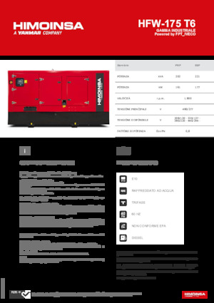 Naftové elektrocentrály HIMOINSA HFW-175 T6