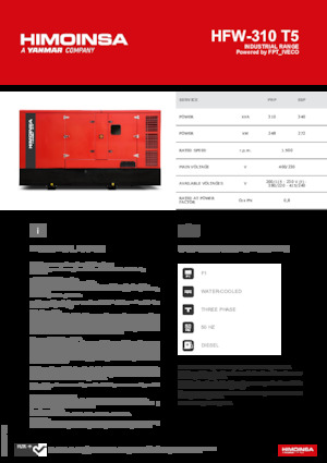Naftové elektrocentrály HIMOINSA HFW-310 T5
