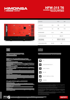 Naftové elektrocentrály HIMOINSA HFW-315 T6