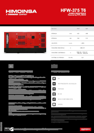 Naftové elektrocentrály HIMOINSA HFW-375 T6