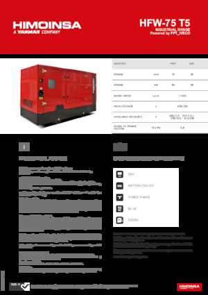 Naftové elektrocentrály HIMOINSA HFW-75 T5