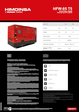 Naftové elektrocentrály HIMOINSA HFW-85 T5