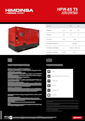 Naftové elektrocentrály HIMOINSA HFW-85 T5