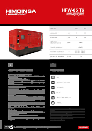 Naftové elektrocentrály HIMOINSA HFW-85 T6