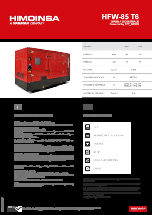 Naftové elektrocentrály HIMOINSA HFW-85 T6