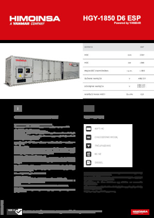 Naftové elektrocentrály HIMOINSA HGY-1850 D6 ESP