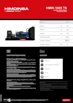Naftové elektrocentrály HIMOINSA HMW-1005 T6