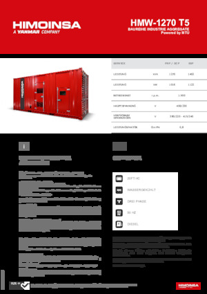 Naftové elektrocentrály HIMOINSA HMW-1270 T5