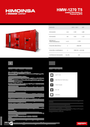 Naftové elektrocentrály HIMOINSA HMW-1270 T5