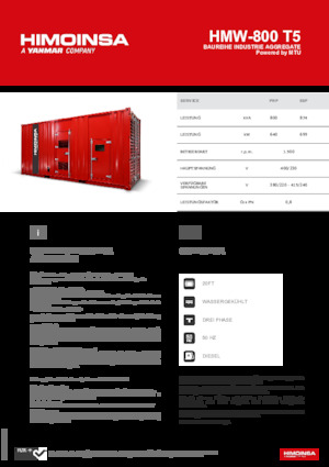 Naftové elektrocentrály HIMOINSA HMW-800 T5