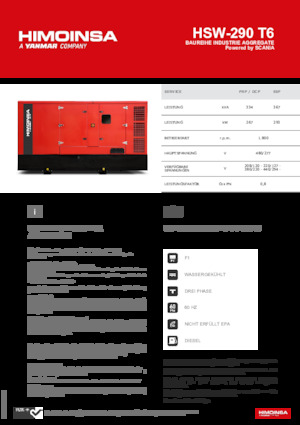 Naftové elektrocentrály HIMOINSA HSW-290 T6