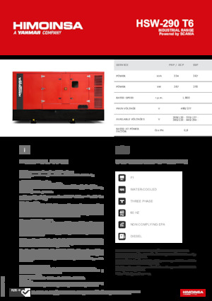 Naftové elektrocentrály HIMOINSA HSW-290 T6
