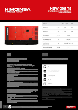 Naftové elektrocentrály HIMOINSA HSW-305 T5