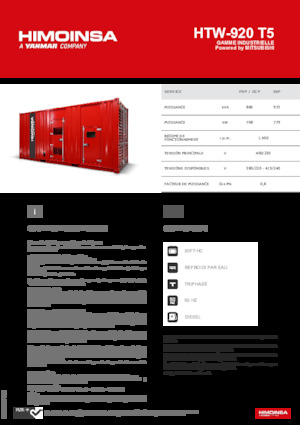 Naftové elektrocentrály HIMOINSA HTW-920 T5