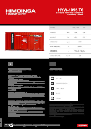 Naftové elektrocentrály HIMOINSA HYW-1095 T6