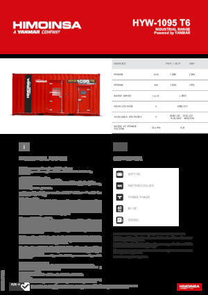 Naftové elektrocentrály HIMOINSA HYW-1095 T6