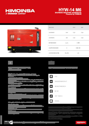 Naftové elektrocentrály HIMOINSA HYW-14 M6