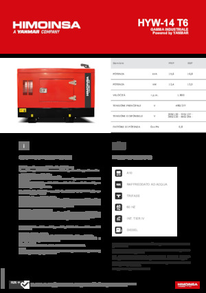 Naftové elektrocentrály HIMOINSA HYW-14 T6
