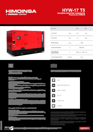 Naftové elektrocentrály HIMOINSA HYW-17 T5