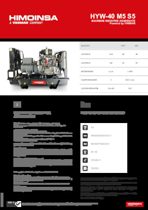 Naftové elektrocentrály HIMOINSA HYW-40 M5 S5