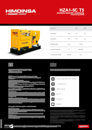 Naftové elektrocentrály HIMOINSA HZA1-5C T5