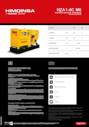 Naftové elektrocentrály HIMOINSA HZA1-6C M6