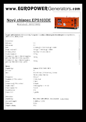 Naftové elektrocentrály Europower New Boy EPS103DE (MA)