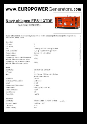 Naftové elektrocentrály Europower New Boy EPS113TDE (S)