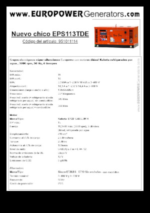 Naftové elektrocentrály Europower New Boy EPS113TDE (S)