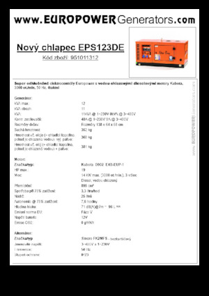 Naftové elektrocentrály Europower New Boy EPS123DE (S)