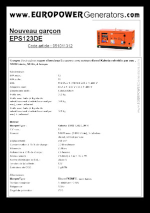 Naftové elektrocentrály Europower New Boy EPS123DE (S)