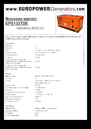 Naftové elektrocentrály Europower New Boy EPS133TDE (S)