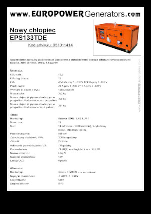 Naftové elektrocentrály Europower New Boy EPS133TDE (S)