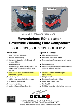 Reverzní vibrační desky Delko SRD 6012 F