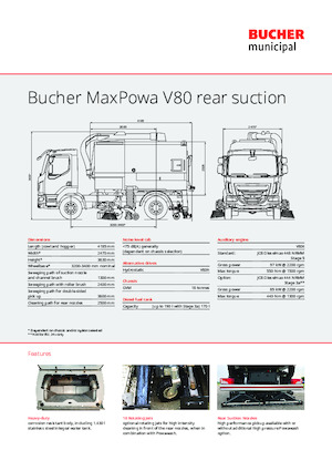 Zametací vozy s duálním ovládáním Bucher-Schörling MaxPowa V80h rear suction