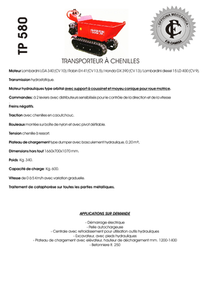 Pásové dumpery Camisa TP 580