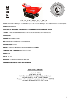 Pásové dumpery Camisa TP 580