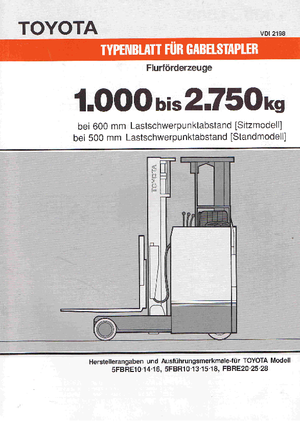 Čelní vysokozdvižné elektrické vozíky Toyota 5 FBRE 14-48