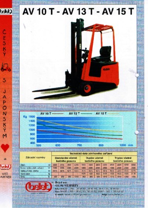 Čelní vysokozdvižné elektrické vozíky Belet AV 13 T