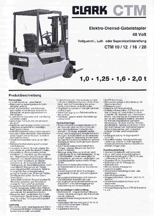 Čelní vysokozdvižné elektrické vozíky Clark CTM 20 X