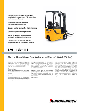 Čelní vysokozdvižné elektrické vozíky Jungheinrich EFG 113