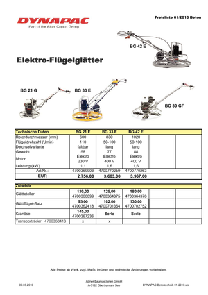Ručně vedené hladičky betonu Dynapac BG 33 E