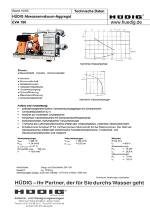 Odvodňovací čerpadla Hüdig Eva 180 *