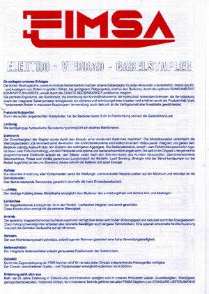 Čelní vysokozdvižné elektrické vozíky Fimsa ET 2508