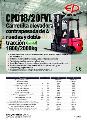 Čelní vysokozdvižné elektrické vozíky EP CPD20FVL