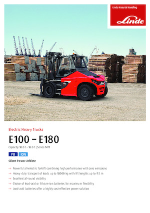 Čelní vysokozdvižné elektrické vozíky Linde E180/600